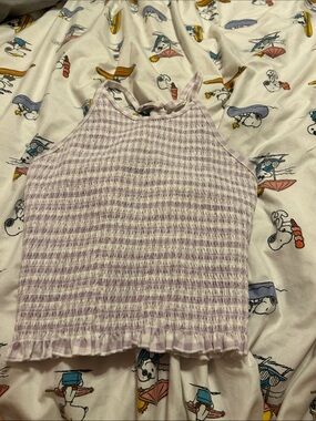 SO Lavender Smocked Halter Tank Top